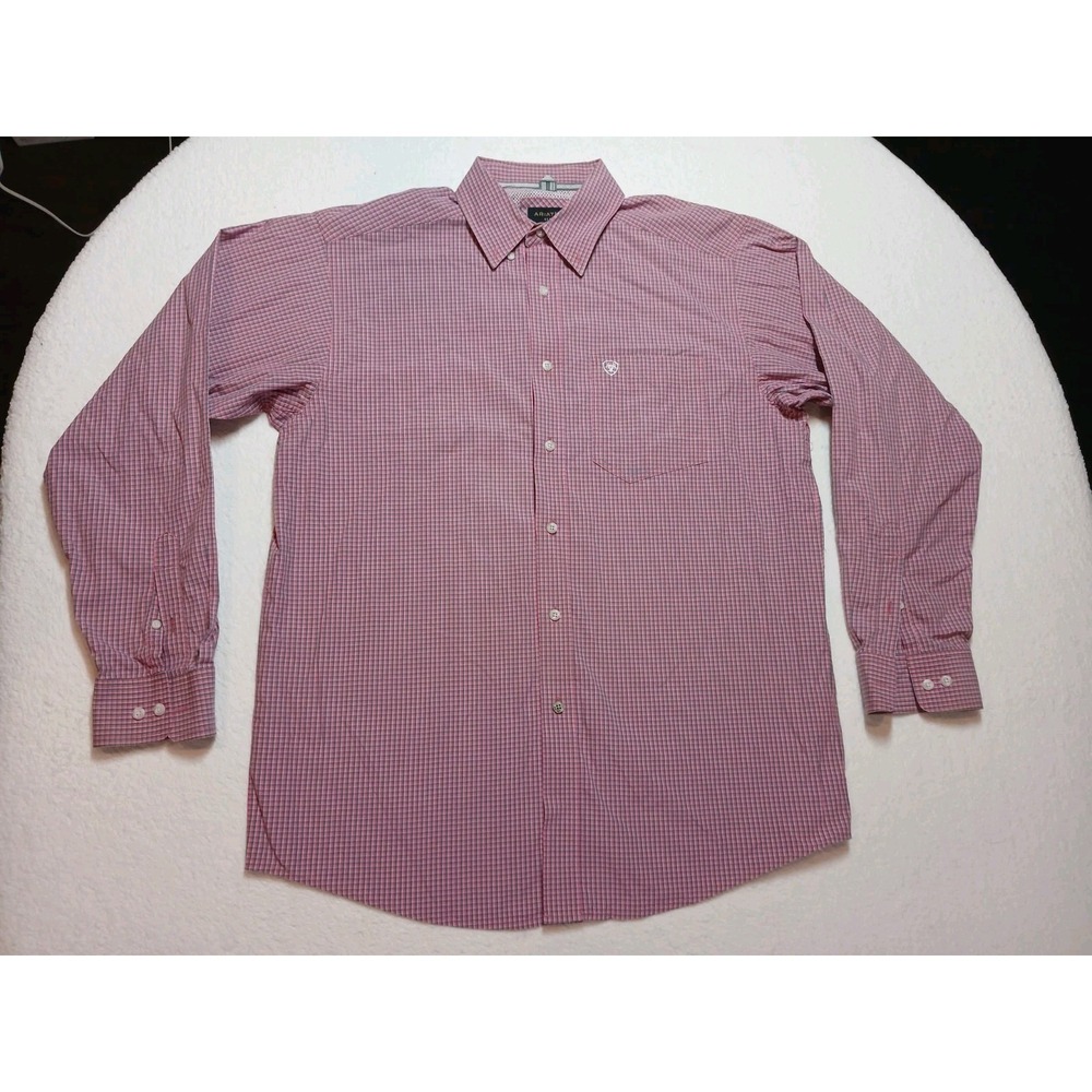 Ariat Pro Series Shirt Mens L Button Down L/S Multicolor Plaid Casual Oxford